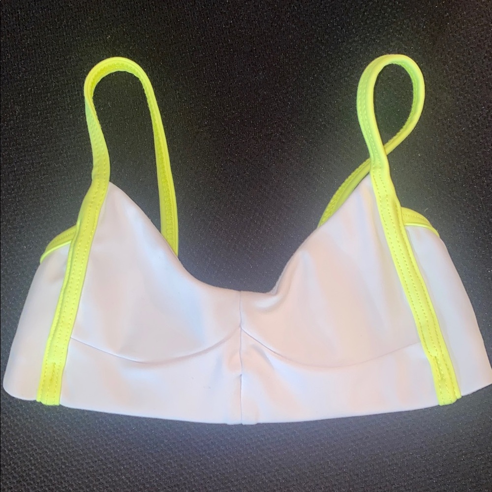 White and Neon Yellow Dance Top